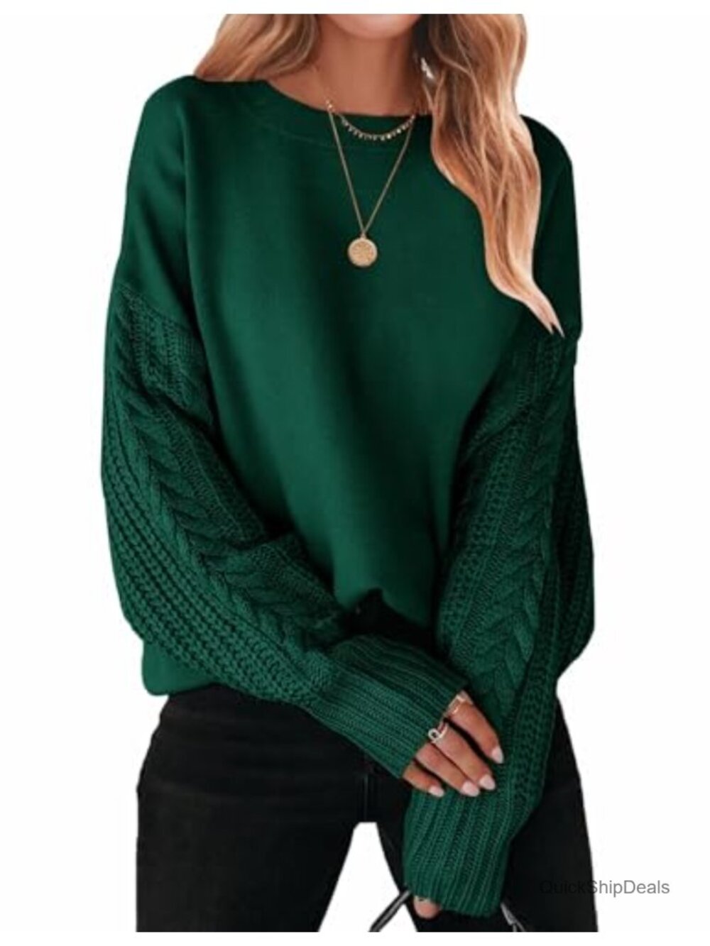 Cable Knit Oversized Sweater for Women Chunky Long Sleeve Pullover Fall Winter